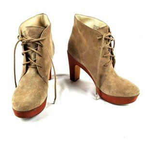 Michael Kors Beige Suede Ankle Boots Lace Up